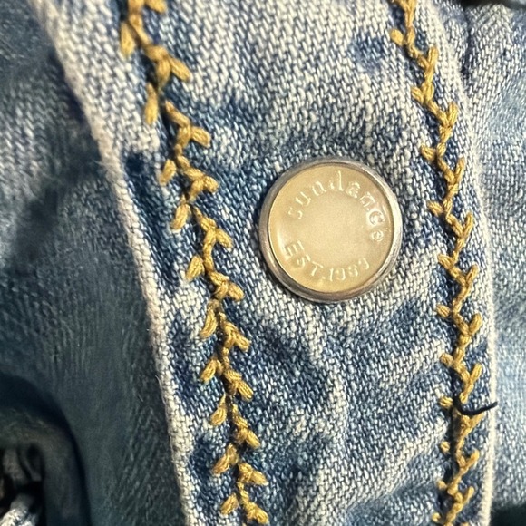 Sundance Vintage Denim Western Pearl Snap Button Shirt Size 14 Light Wash - Picture 6 of 11